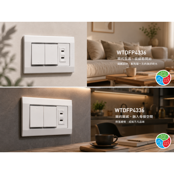 Panasonic 國際牌 星光系列 WTDFP4336 埋入式雙開關＋單插座（附蓋板）